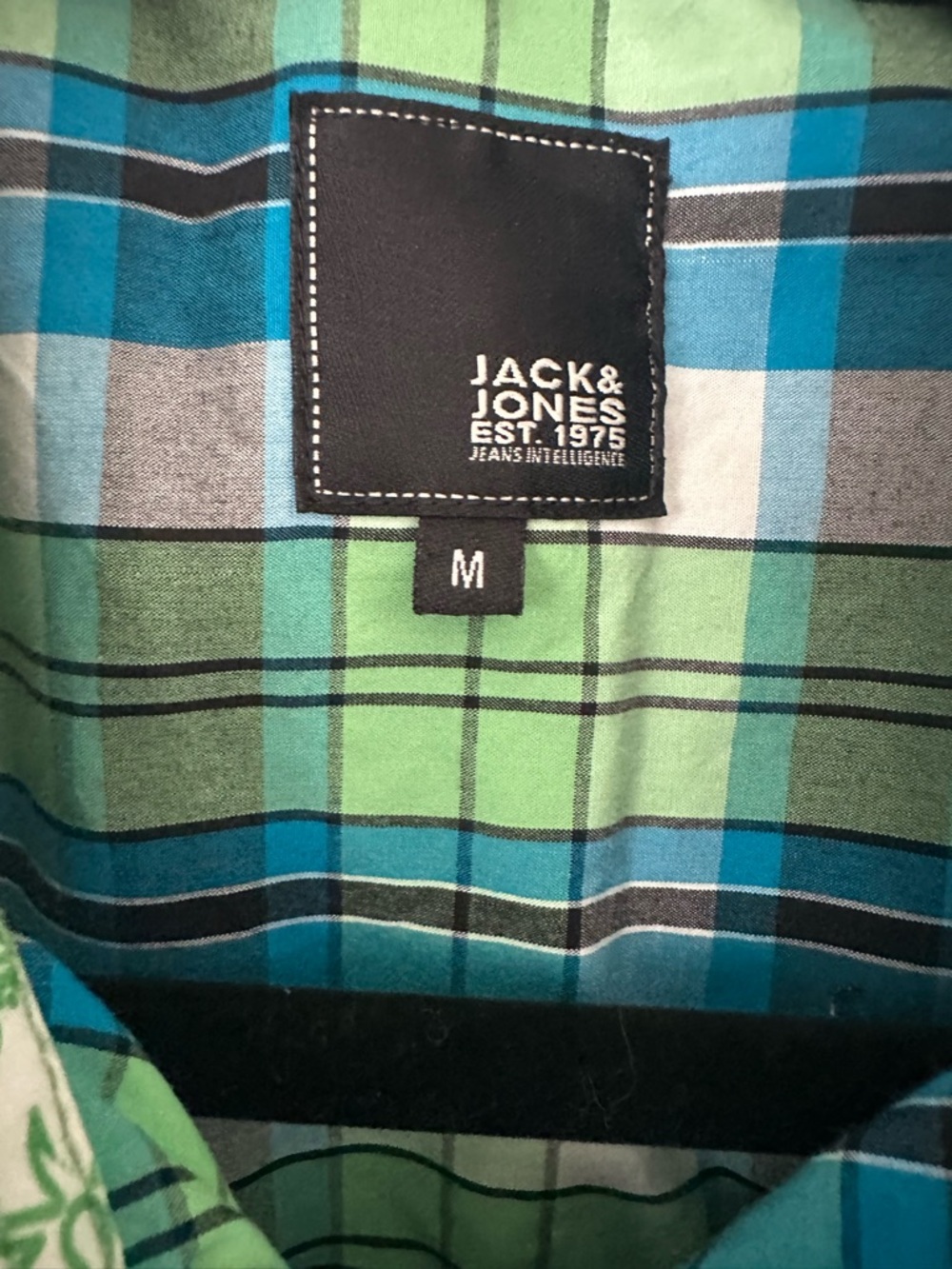Jack & Jones Plaid Rockabilly Western Shirt Mens Medium Green Blue Retro Y2K Top - Picture 8 of 11